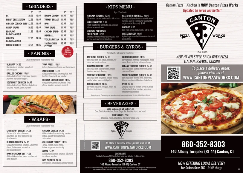 Folding menu spread